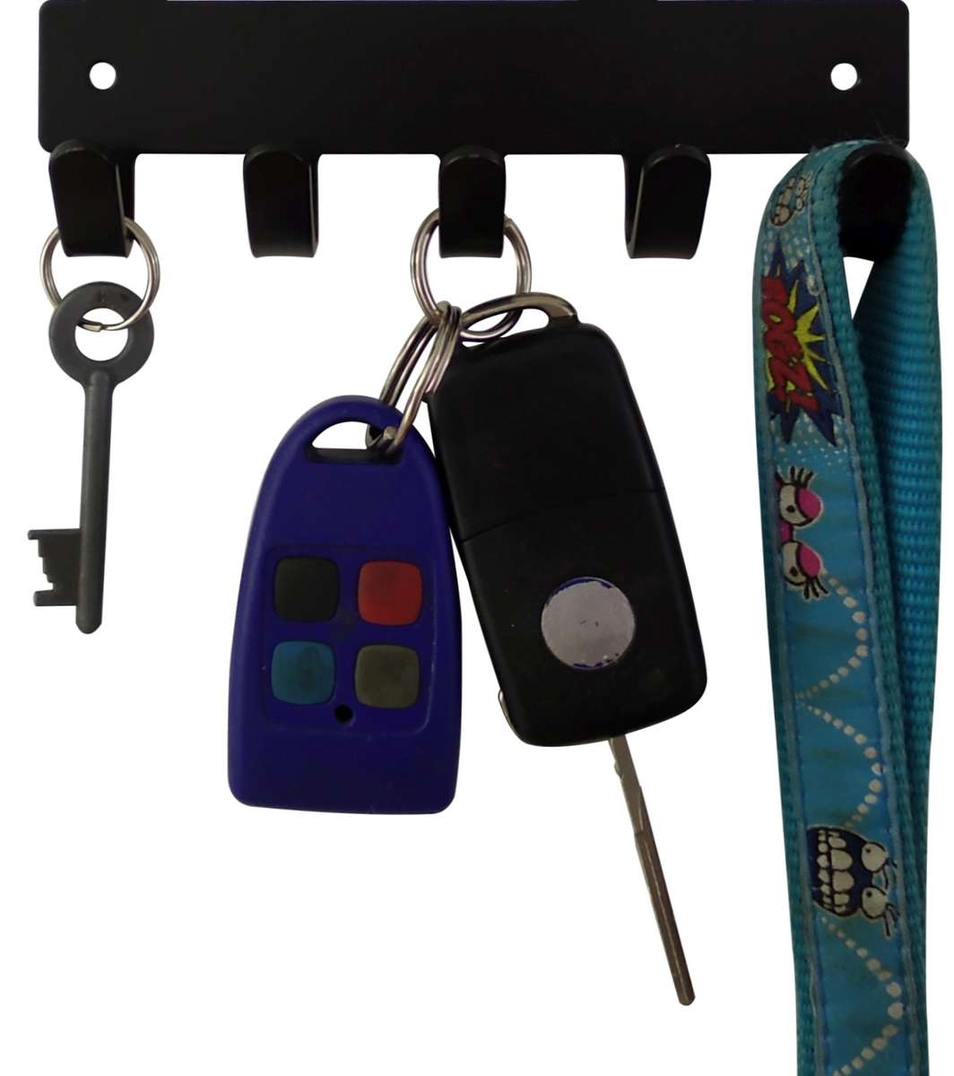 Eboy Steel Runner Key Rack or Leash Hanger - 5 Hooks - Black
