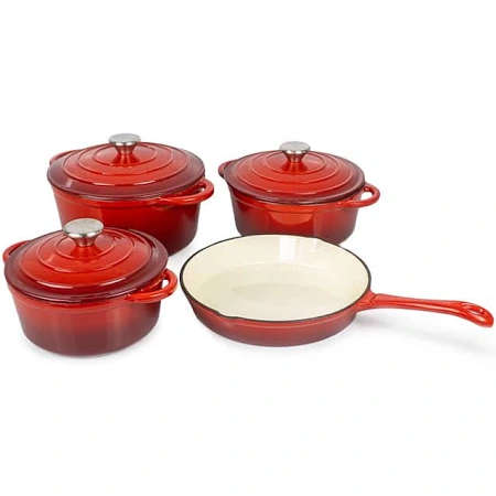 Cast Iron Pot Set -7 Piece [Double Blue]