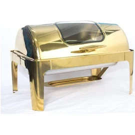 Chafing Dish - Rectangular Gold with glass
