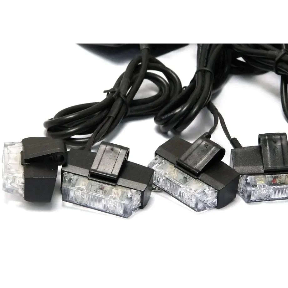 8 x Grill Clip-On Emergency Strobe Warning Lights - Yellow