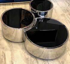 Nesting Coffee Table with a Glass top and Metal base Set