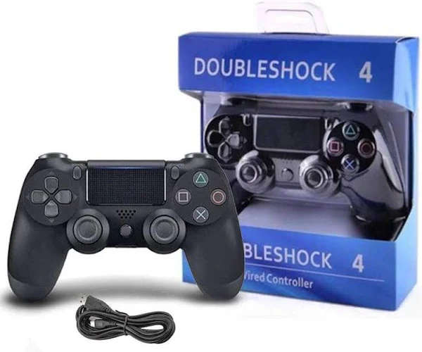 Wired Doubleshock Controller For PS4-  Black (New)