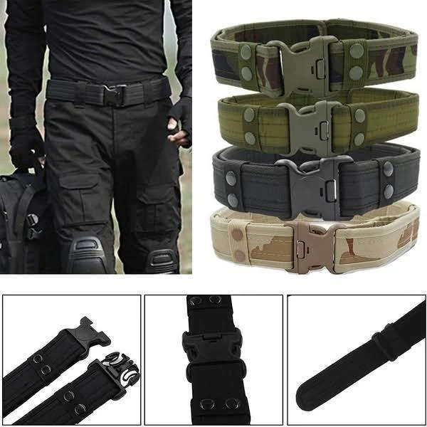 Tactical Belt with Keepers - Adjustable - Strong and Thick - BLACK