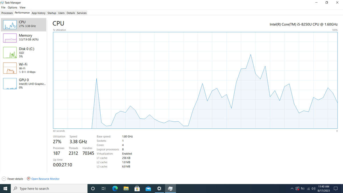 Dell Latitude 5590 8th Gen "Core i5" 1.60GHz 8GB RAM 256GB SSD Bad Battery And Damaged Casing Black