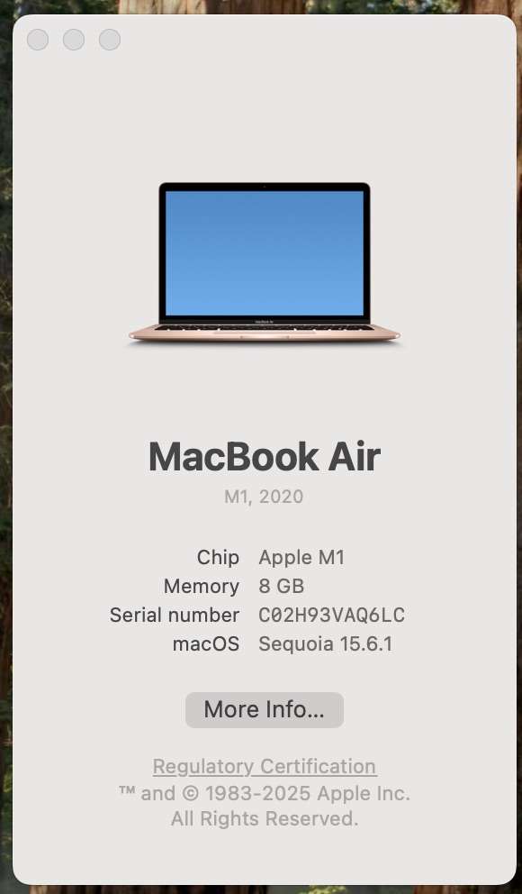 Apple Macbook Air "M1" 8CPU/7GPU 13-Inch (2020) 8GB RAM 256GB SSD Rose Gold (12 Month Warranty) -...