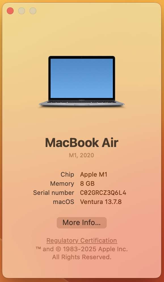 Apple Macbook Air "M1" 13-inch 8CPU/8GPU (2020) 8GB RAM 256GB SSD Space Grey (6 Month Warranty) ...