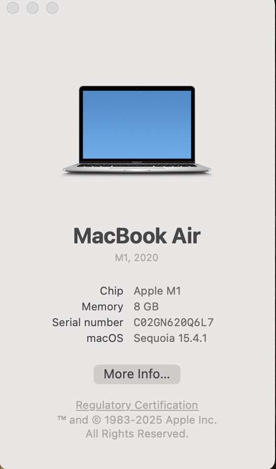 Apple MacBook Air M1 13-Inch 8 CPU/7 GPU (2020) 8GB RAM 256GB SSD Silver - (Grade B)