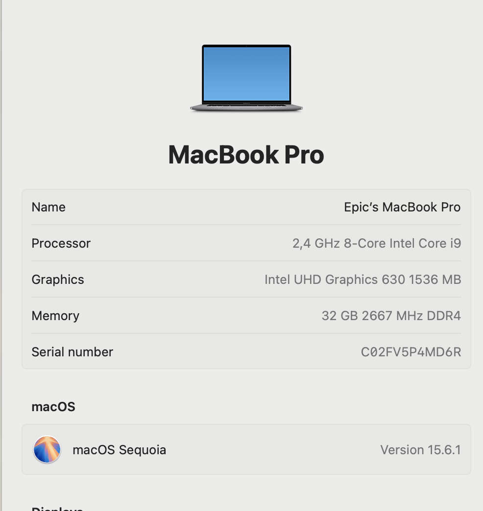 Apple Macbook Pro 16-inch Core i9 2.40GHz (TouchBar/2019) 32GB RAM 512GB SSD Space Gray (Co...