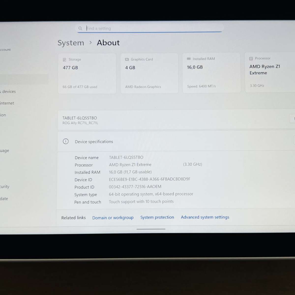 Asus ROG Ally Z1 Extreme 3.30GHz 16GB RAM 512GB SSD White (Condition: Excellent)