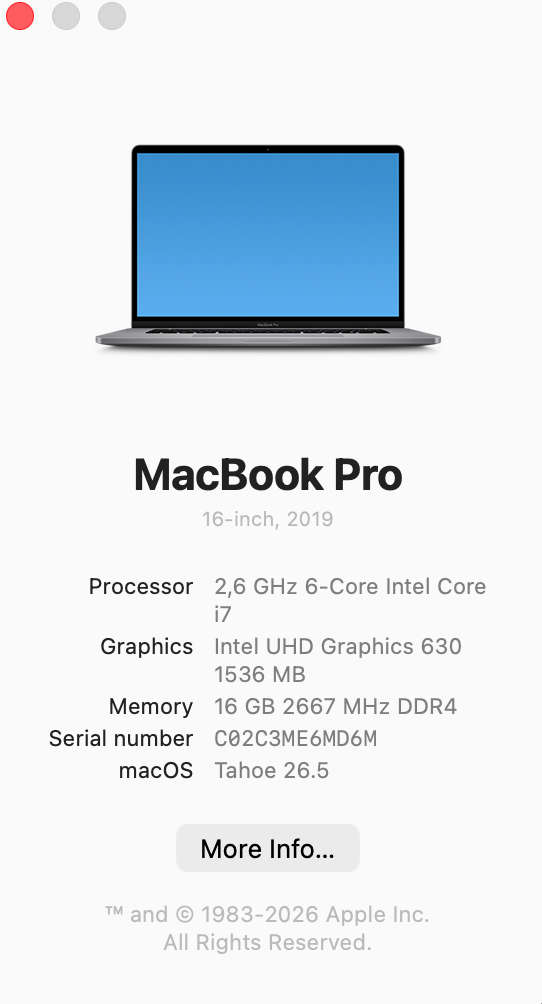 Apple MacBook Pro 16-Inch Core i7 2.6 GHz (TouchBar, 2019) 16GB RAM 512GB SSD Space Gray (C...