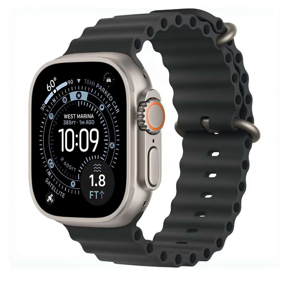 Apple Watch Ultra 49mm LTE Natural Titanium With Black Ocean Band (Condition: Good)