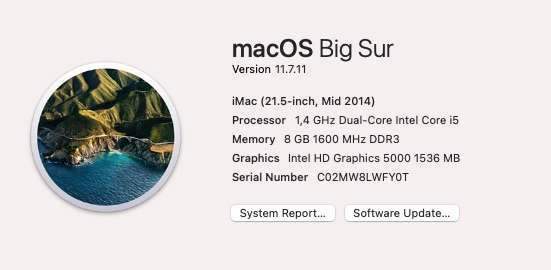 Apple iMac 21.5-Inch "Core i5" (Mid 2014) 1.4GHz 8GB RAM 512GB SSD Silver - No Power Cable (Condi...