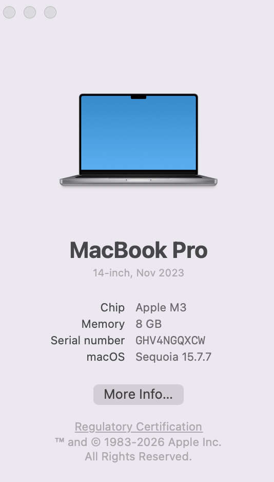 Apple MacBook Pro 14-inch "M3" 8 CPU/ 10 GPU (2023) 8GB RAM  512GB SSD Space Gray (Condition: Good)