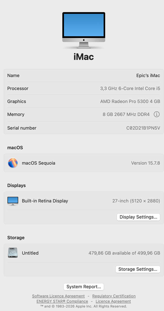 Apple iMac 27-Inch "Core i5" (5K, 2020) 3.3GHz 8GB RAM 512GB SSD Silver + Magic Keyboard + Magic ...