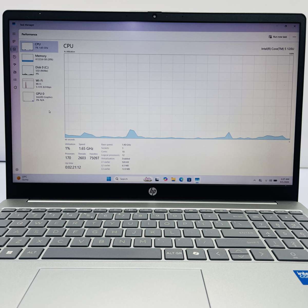 HP 15-fd0148ni "Core 5 120U" 1.40GHz 24GB RAM 512GB SSD Natural Silver (Condition: Good)