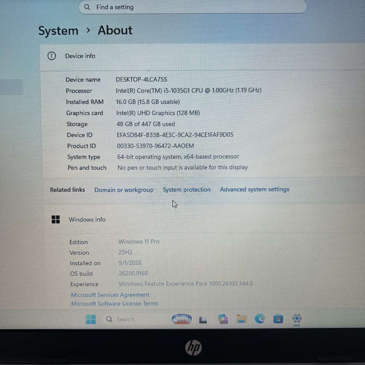 HP 250 G8 10th Gen Core i5 1.19GHz 16GB RAM 512GB SSD Asteroid Silver (Condition: Good)