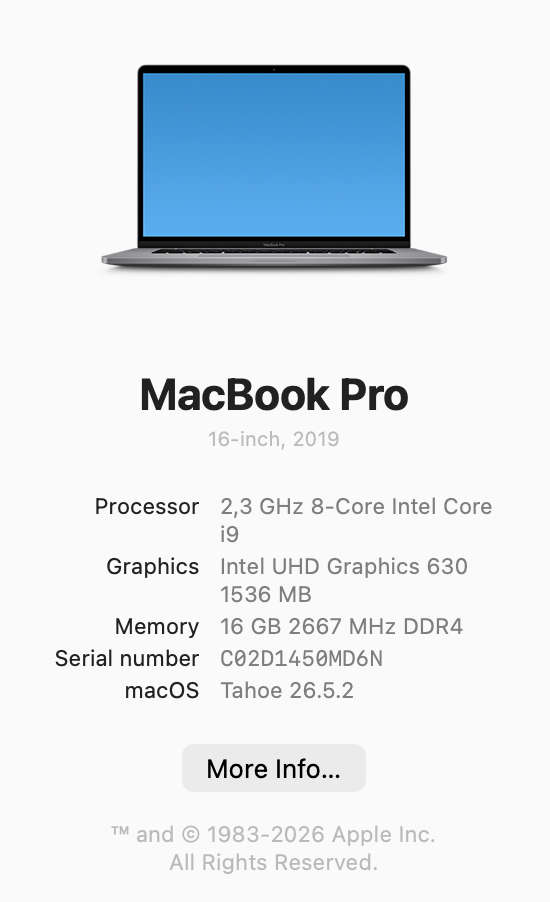 Apple MacBook Pro 16-inch "Core i9" (Touchbar/2019) 2.3GHz 16GB RAM 1TB SSD Space Grey (Condition...