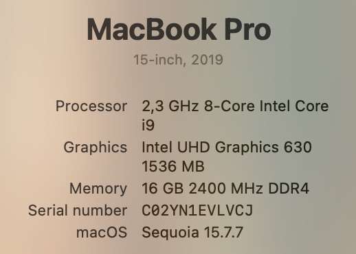 Apple MacBook Pro 15-inch "Core i9" 2.6GHz (Touch bar/2018) 16GB RAM 512GB SSD Silver (Condition:...