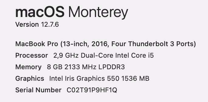 Apple MacBook Pro 13-inch "Core i5" 2.9GHz (2016/Touch Bar) 8GB RAM 512GB SSD Silver (Condition: ...