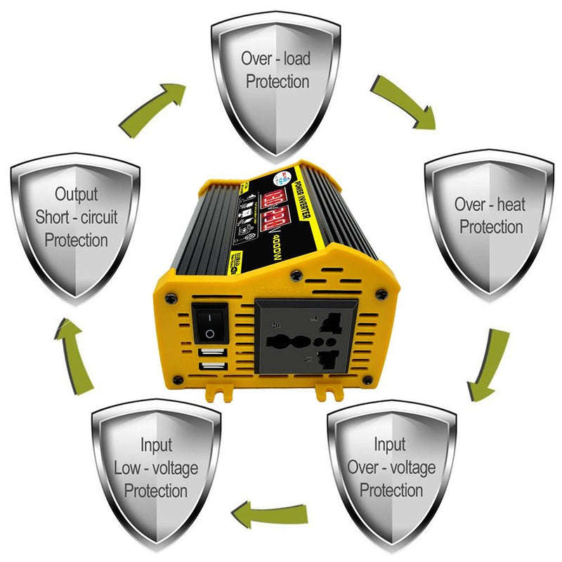 Legend II Generation 12V to 220V 4000W Modified Square Wave Car Power Inverter(Black)