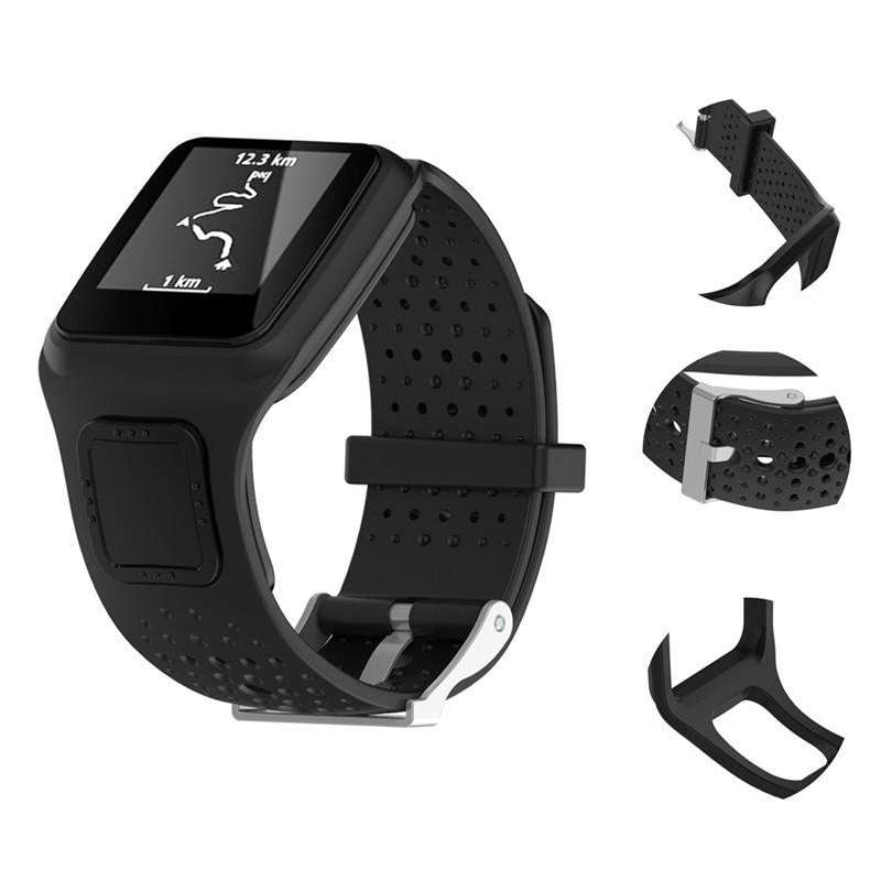 Silicone Sport Watch Band for TomTom 1 Series Runner / Cardio(Black)
