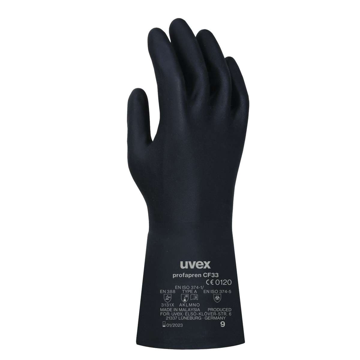 uvex Profapren CF33 neoprene chemical safety gloves - Black - 09