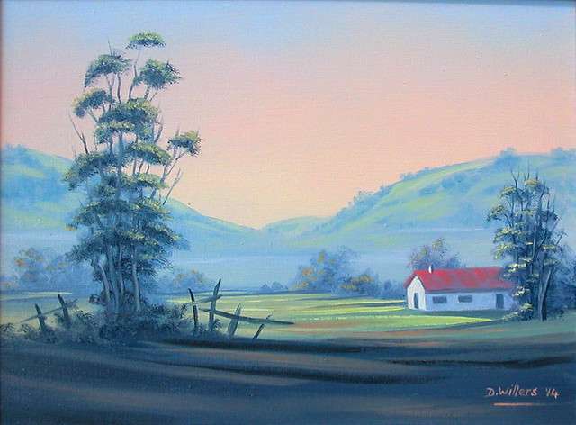 DANE WILLERS Original Oil: Midlands Dawn. Gallery Price: R5800.00