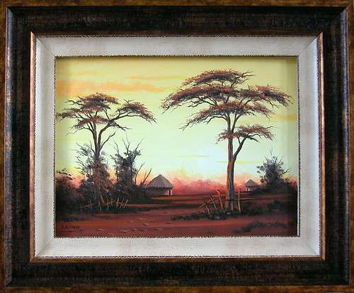 DANE WILLERS Original Oil: Rural Huts at Sunset. Size: 400 x 300mm.Unframed. Gallery Price: R3800.00