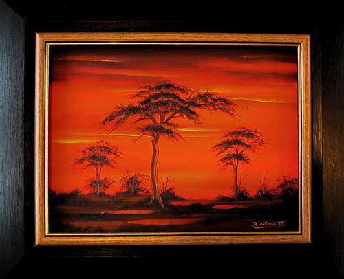 DANE WILLERS Original Oil: Red Sunset.. Unframed. Size: 400 x 300.Gallery Price:R4000.00