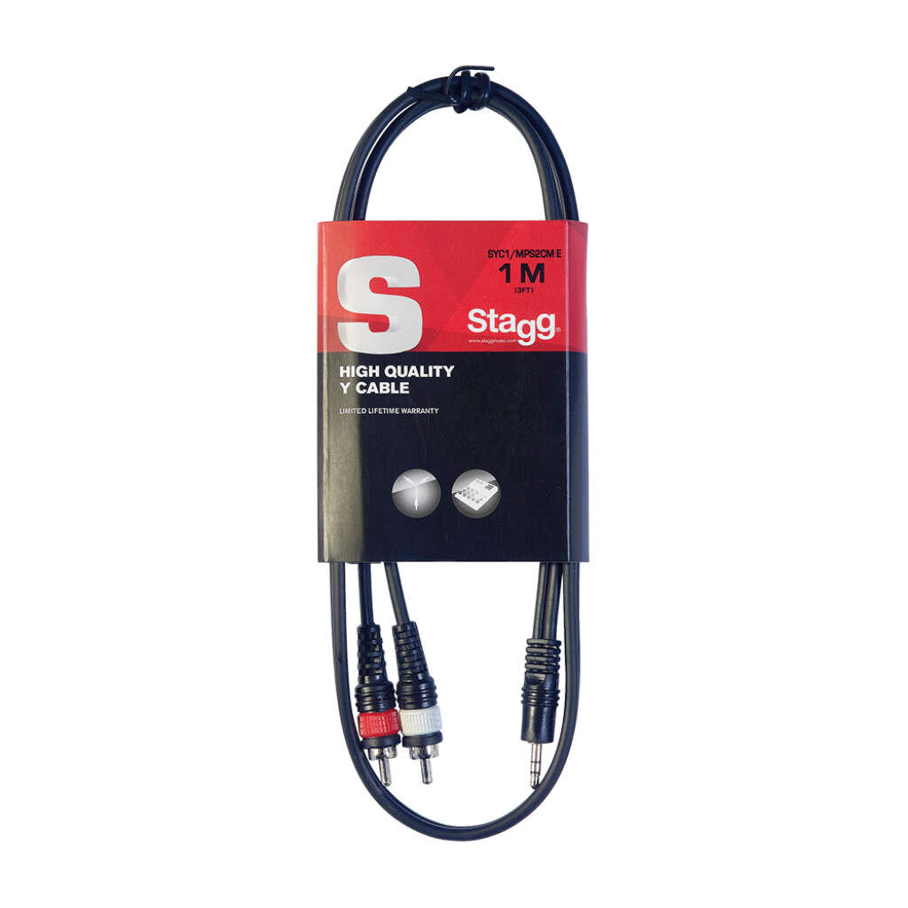 STAGG Mini Stereo to 2 x RCA Cable - 1M