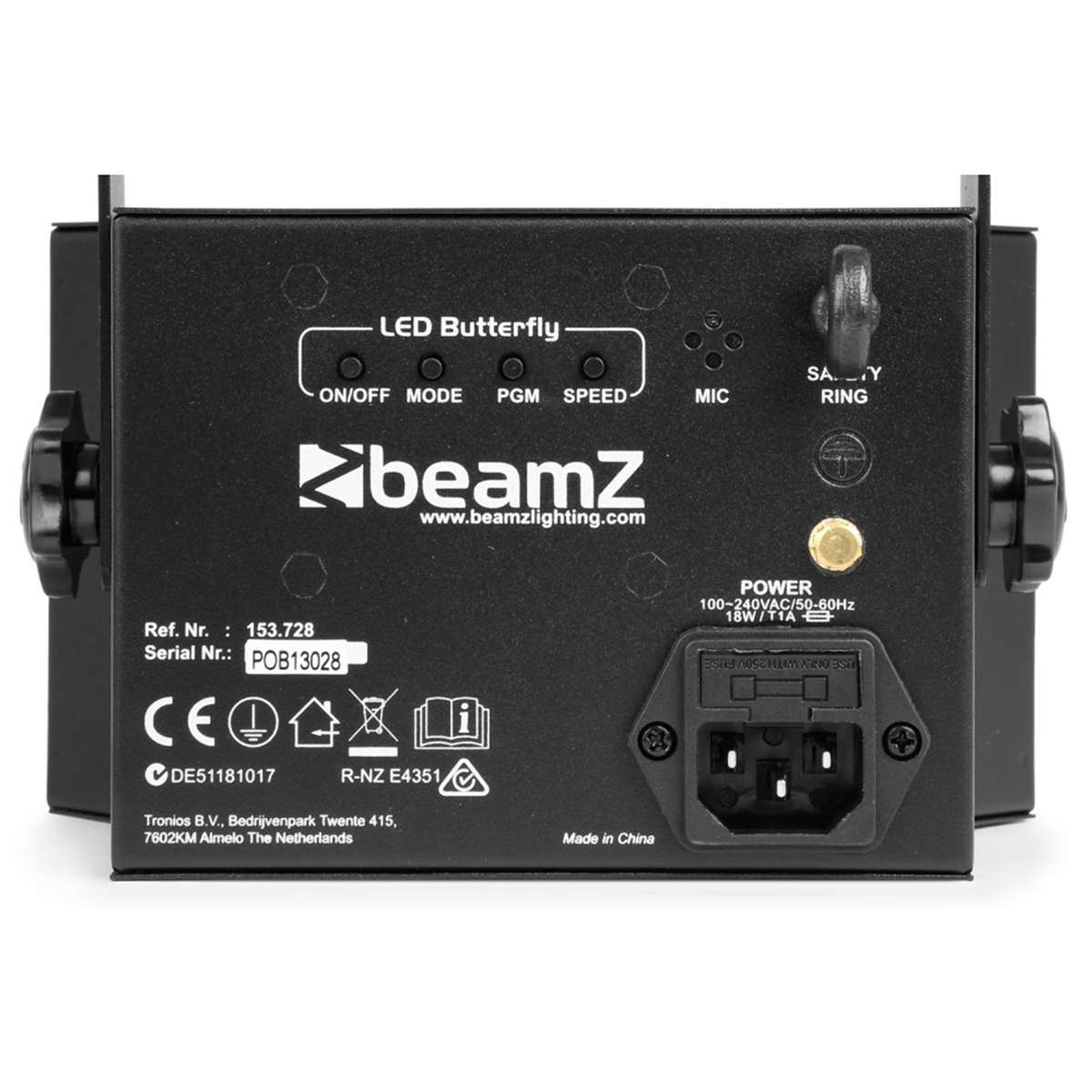 BEAMZ LED BUTTERFLY WITH STROBE 3x 3W RGBW