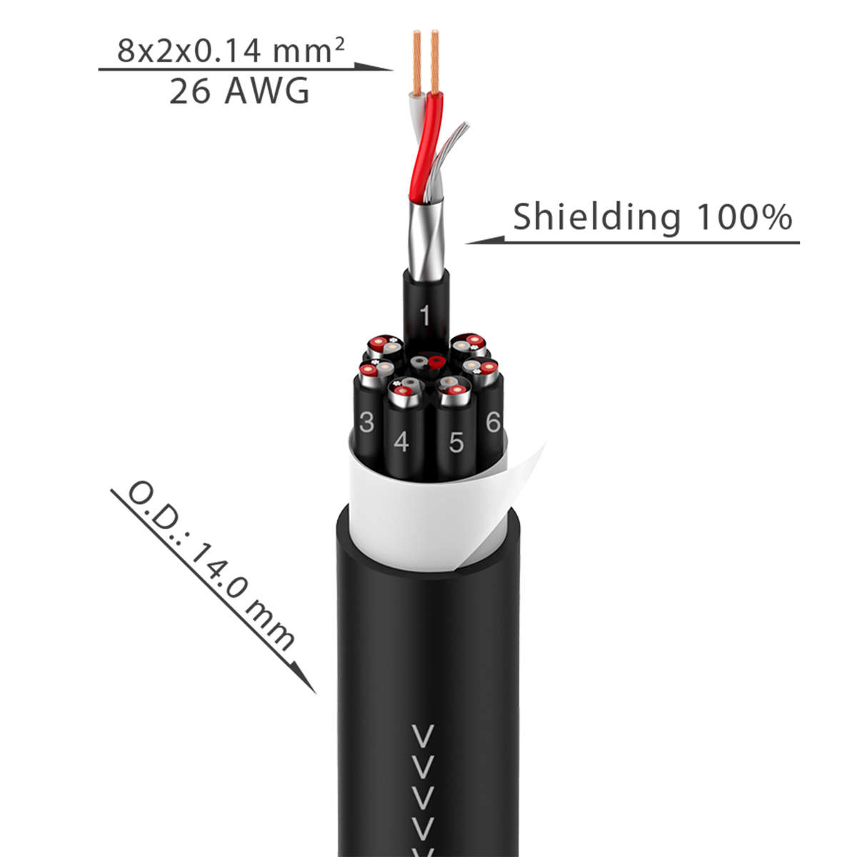 Roxtone - 25M 8:8 XLR EXTENSION ON REEL