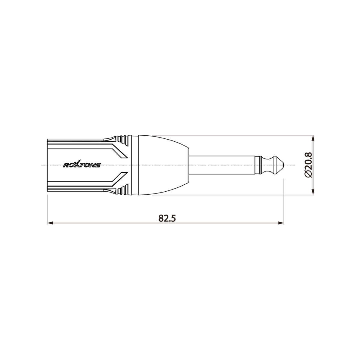 ROXTONE ADAPTOR XLR MALE TO 6.3mm MONO MALE