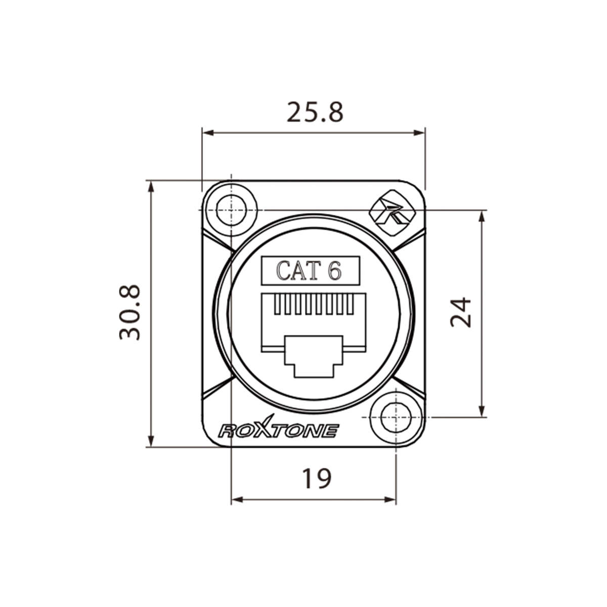 ROXTONE CONNECTOR RJ45 CHASSIS MOUNT CAT6