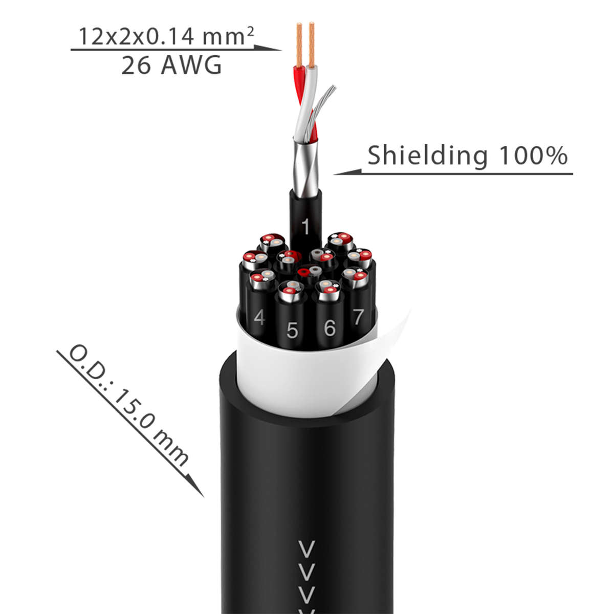 Roxtone - 12 WAY MULTICORE AUDIO CABLE