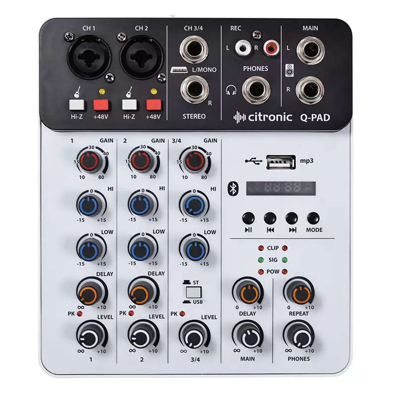 CITRONIC - Q-PAD COMPACT MUSIC MIXER 4-CH BT/USB/MP3
