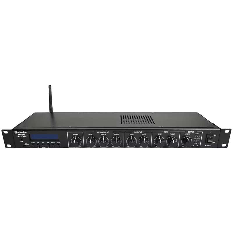 ADASTRA MM240 1U STEREO PA MIXER-AMPLIFIER USB/BT/FM 4OHM 2 X 120W