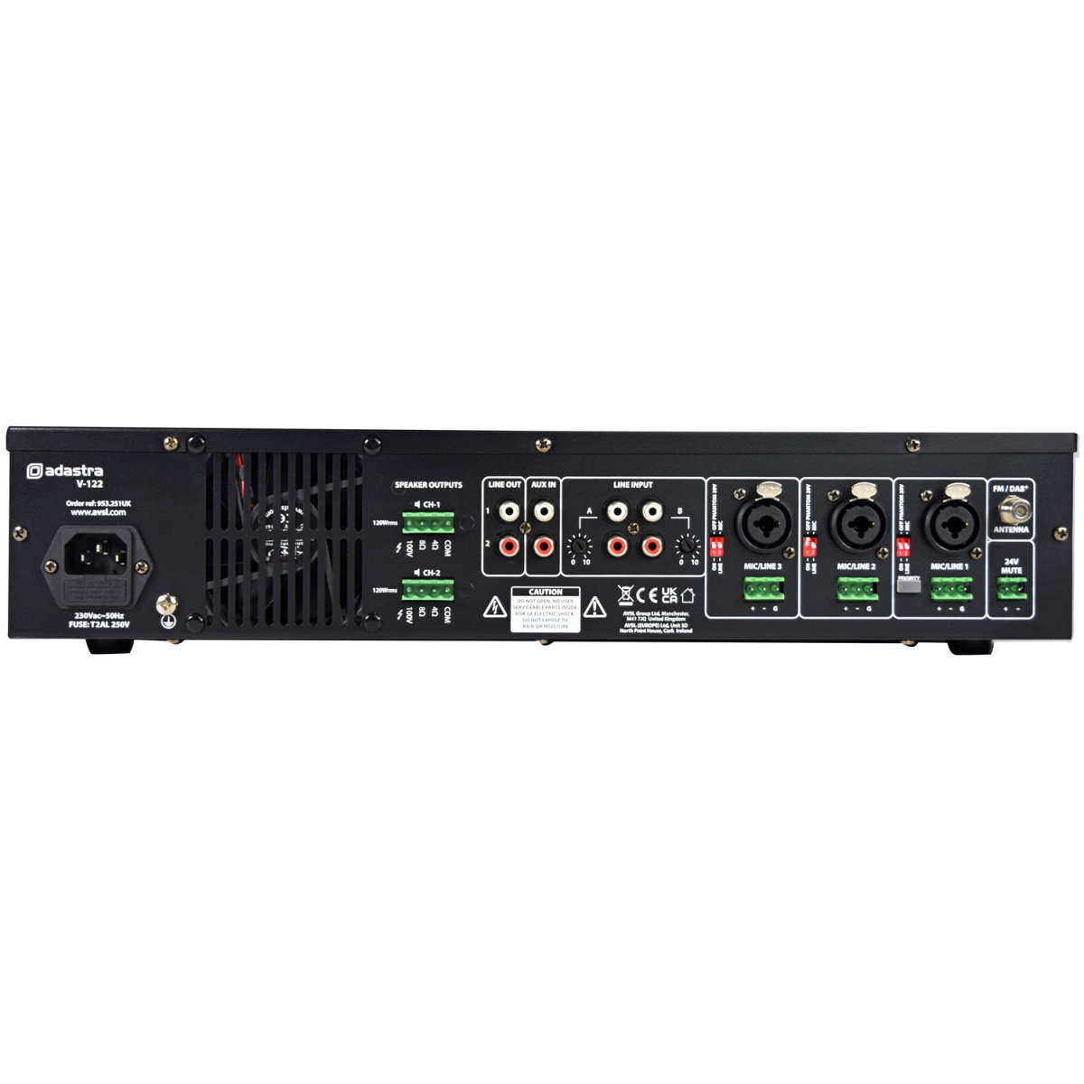 ADASTRA V-122 MIXER AMPLIFIER 2x 120W FM/USB/SD/BT/DAB+ 100V 2 ZONE