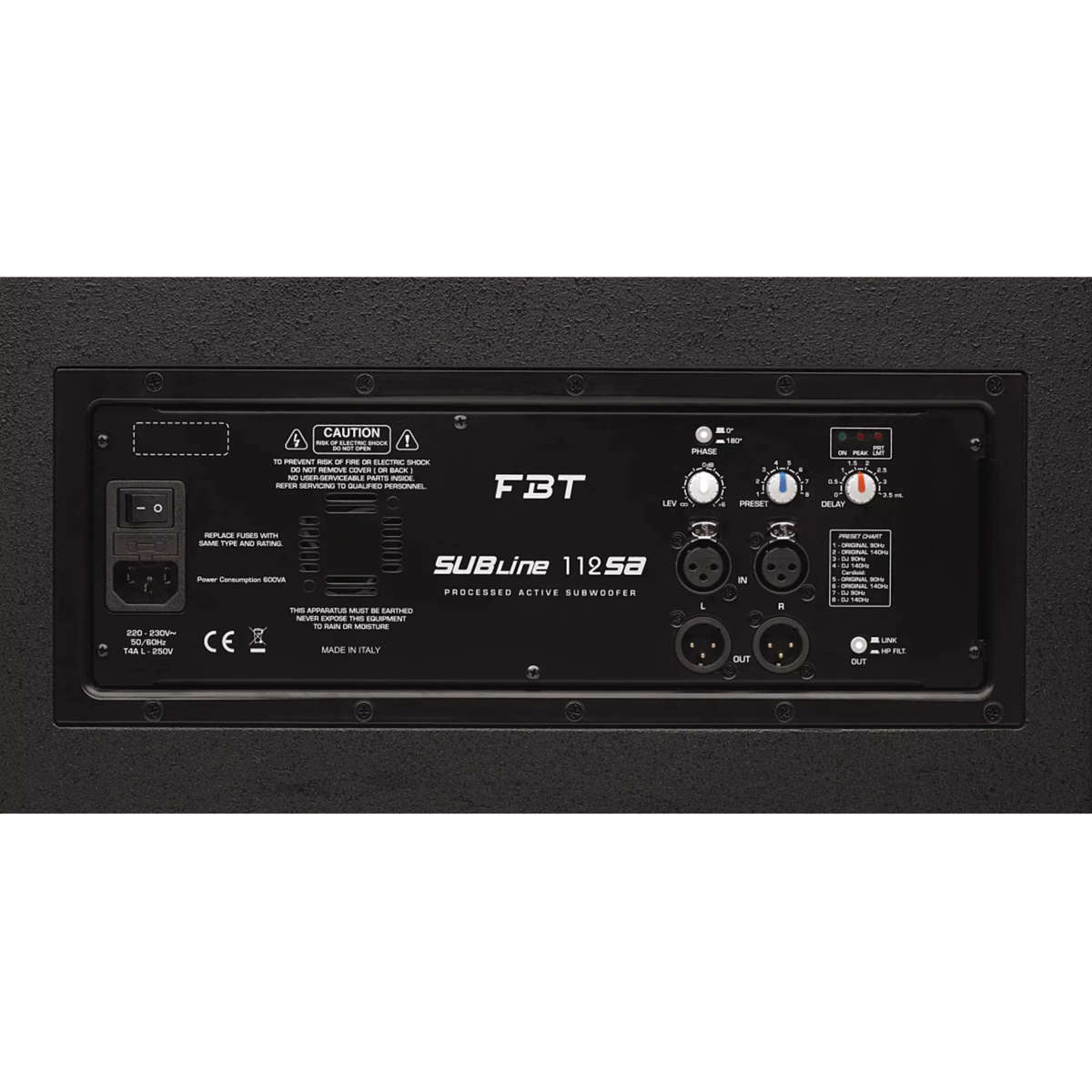 FBT SUBLINE112SA SUBWOOFER SPEAKER ACTIVE 12INCH BLACK 700W