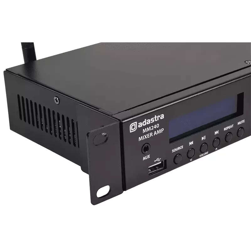 ADASTRA MM240 1U STEREO PA MIXER-AMPLIFIER USB/BT/FM 4OHM 2 X 120W