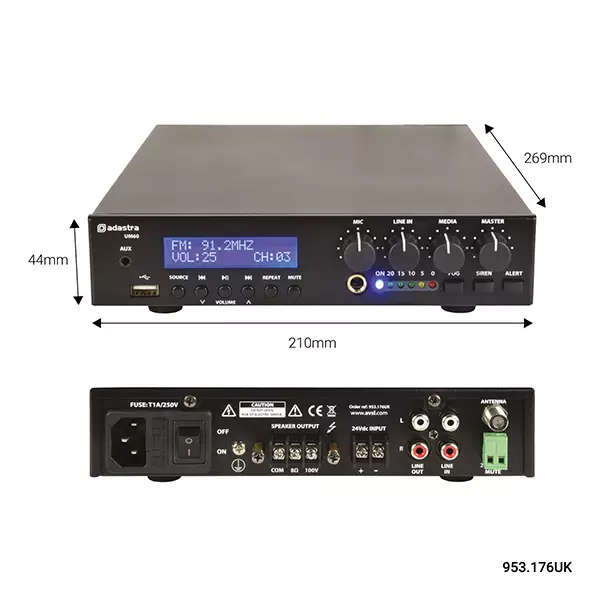 ADASTRA UM60 MIXER AMPLIFIER USB/FM/BT 100V 60W