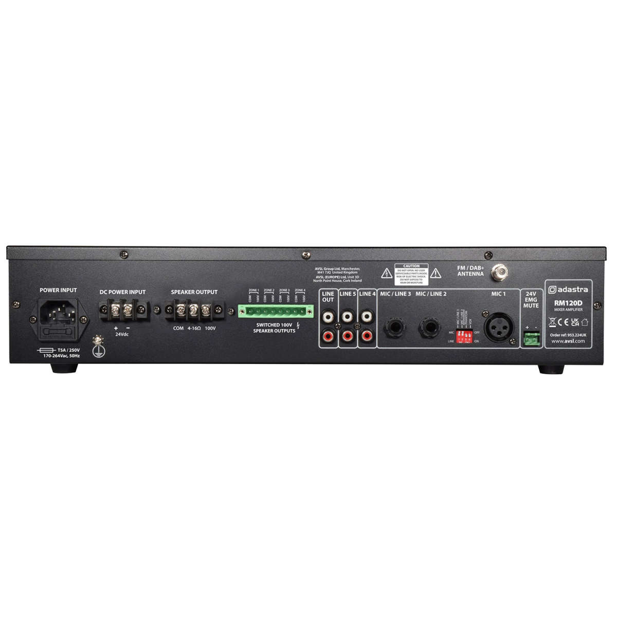 ADASTRA RM120D MIXER AMPLIFIER USB/BT/FM/DAB+ 100V 120W
