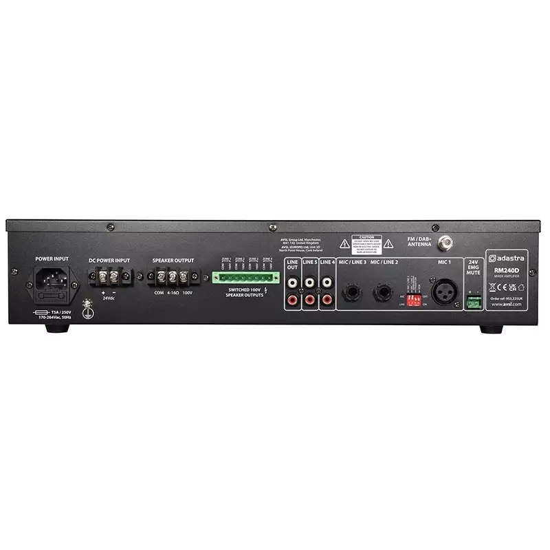 ADASTRA RM240D MIXER AMPLIFIER USB/BT/FM/DAB+ 100V 240W