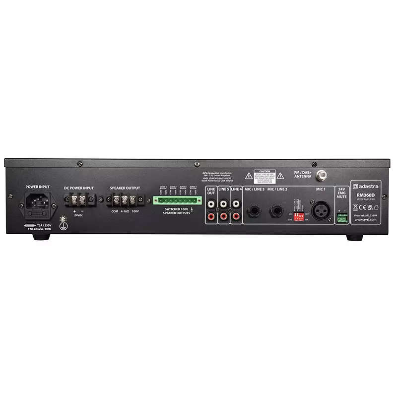 ADASTRA RM360D MIXER AMPLIFIER USB/BT/FM/DAB+ 100V 360W