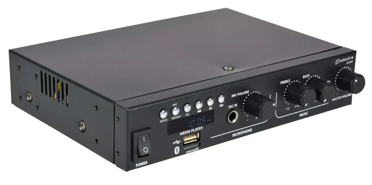ADASTRA A200 COMPACT STEREO PA MIXER-AMPLIFIER USB/BT/FM 8OHM 2 X 100W