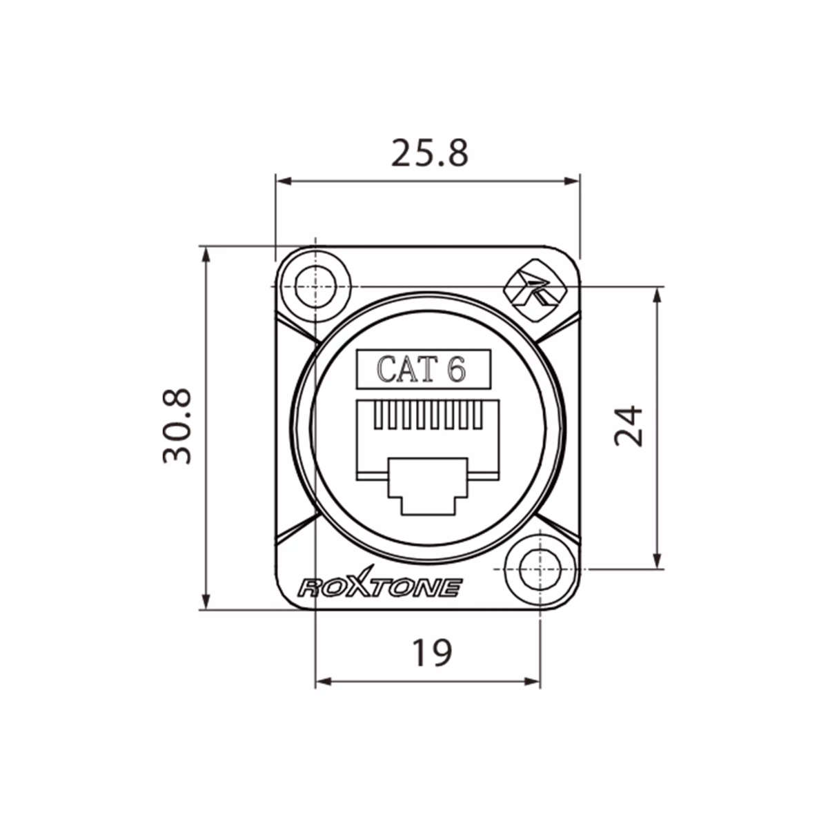 ROXTONE CONNECTOR RJ45 CHASSIS MOUNT CAT6