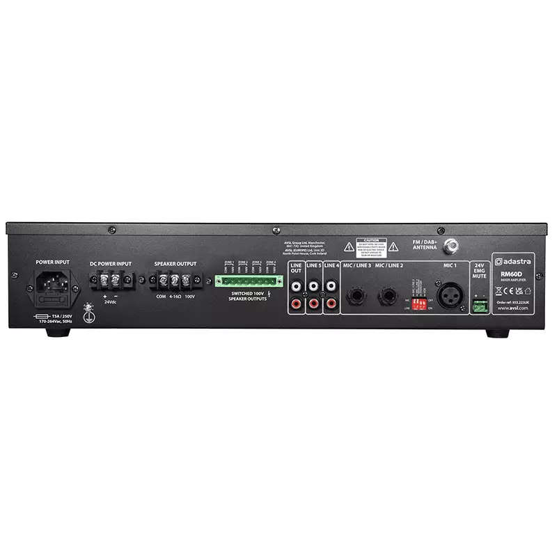 ADASTRA RM60D MIXER AMPLIFIER USB/BT/FM/DAB+ 100V 60W