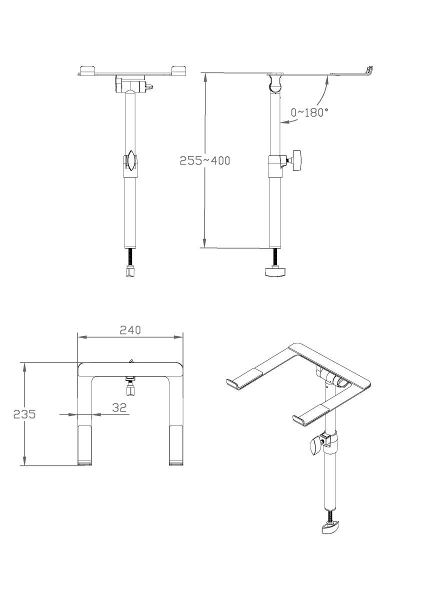 VONYX DBLH1 LAPTOP STAND FOR DJ BOOTH