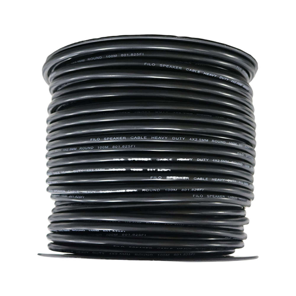 FILO RO2.5BX4 SPEAKER CABLE 2.5MM BLACK 4 CORE ROUND 100M