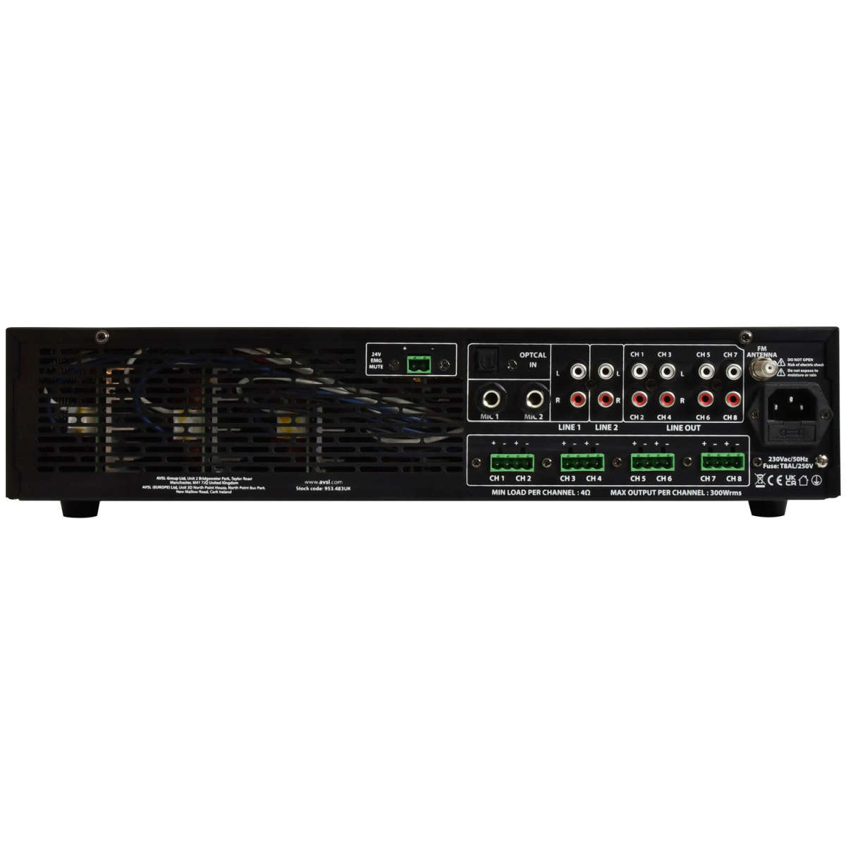 ADASTRA A8300 2U MIXER AMPLIFIER 8X 300W